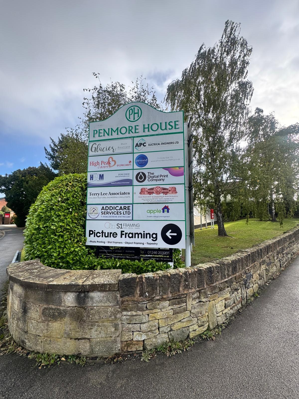 Penmore House sign, home of the AddiCare office on Hasland Road, Chesterfield